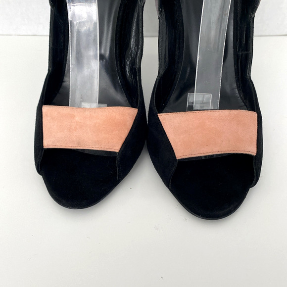 PIERRE HARDY Roxy Colorblock Peep toe Pump Sandal Rainbow Suede Ankle Strap 40 - Picture 6 of 11